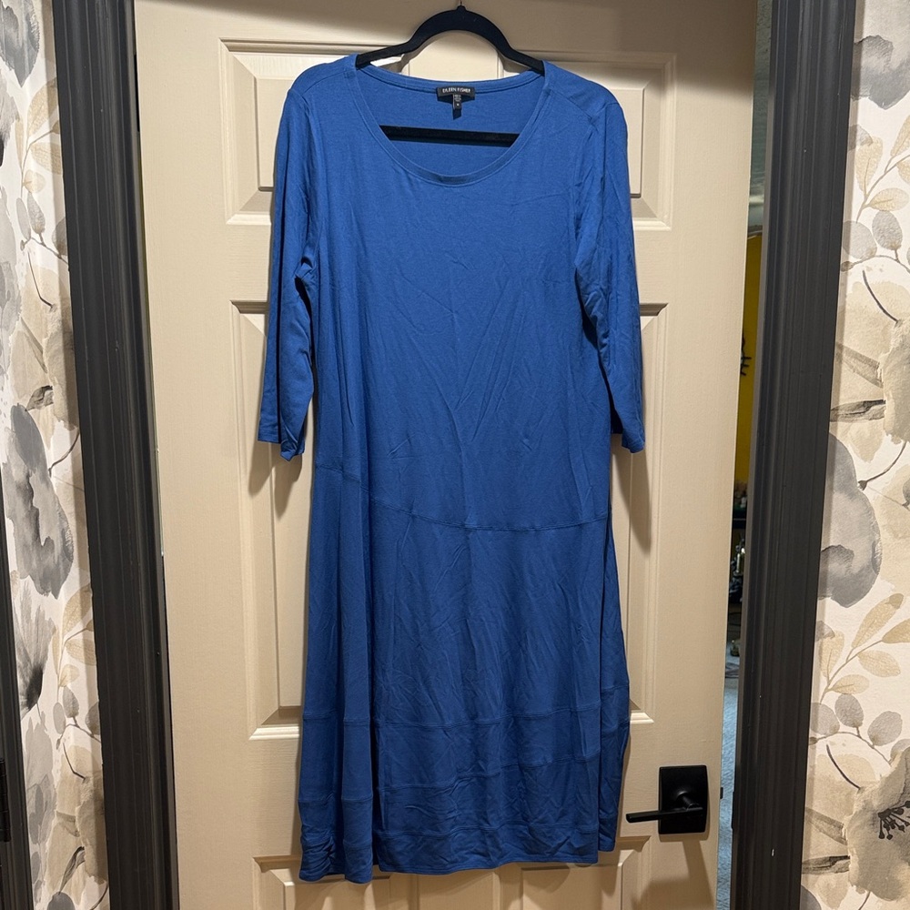 Eileen Fisher Blue Knit Midi Dress